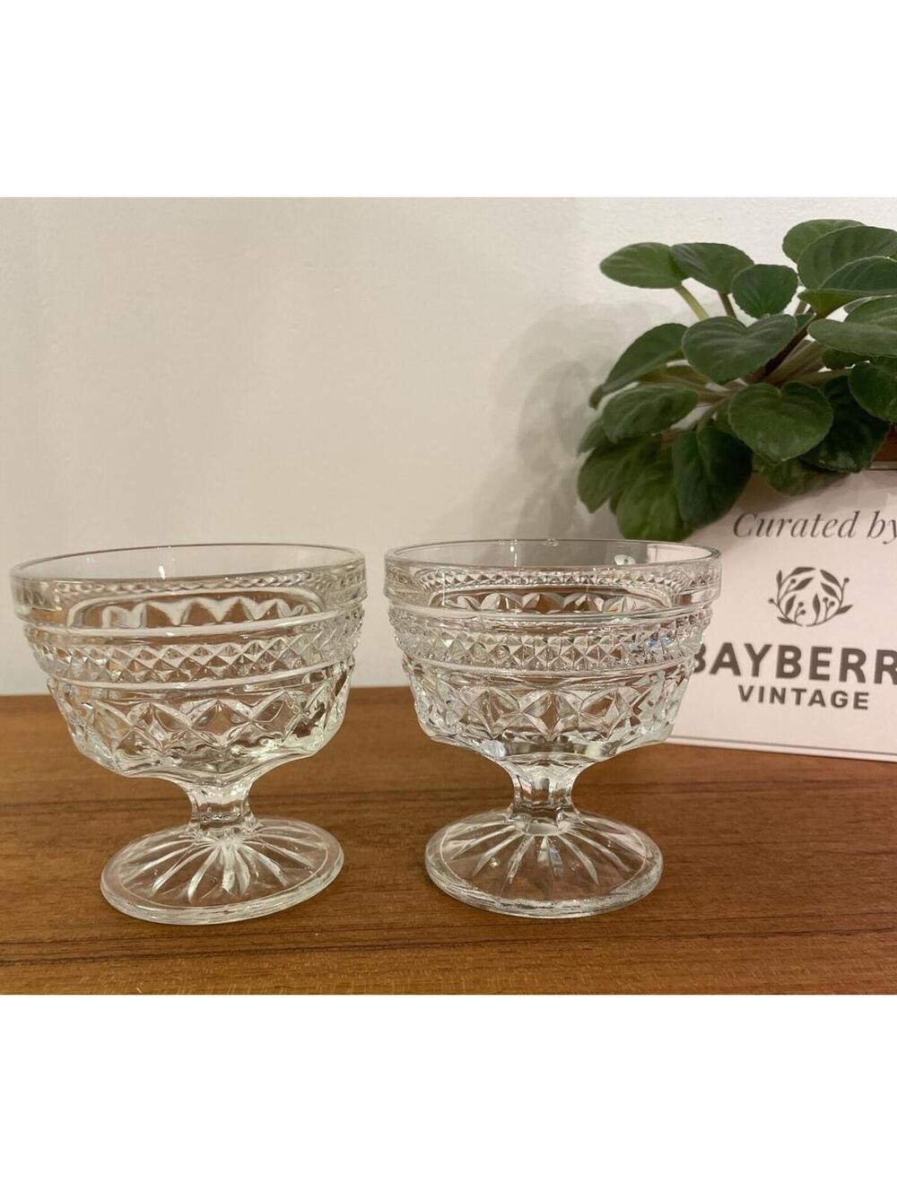 Vintage Anchor Hocking Wexford Sherbet / Ice Cream Dishes Set of 2 3.5” Tall